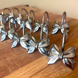 Silver Bow Shower Curtain Hooks